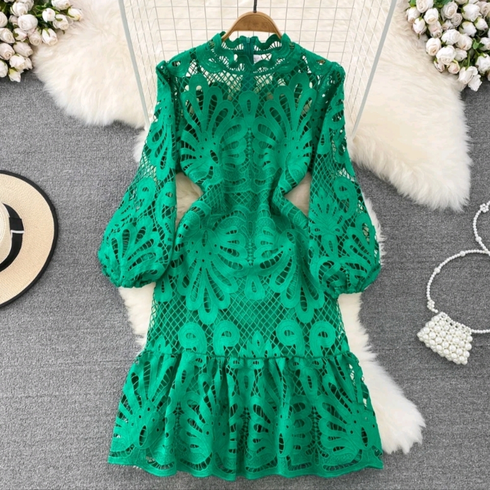Elegant Green Lace Dress